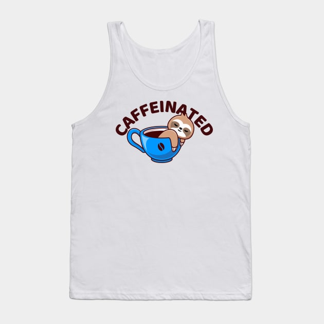 Cute Sloth On Cup Of Coffee Caffeinated Tank Top by Illustradise